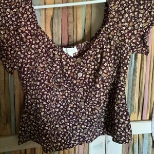 Brown floral crop top